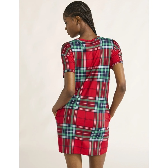 Sleepshirt Pajamas S/M or 2/3X Red Plaid Merry Lounge Top Sleep Gown Pockets New - Picture 2 of 4